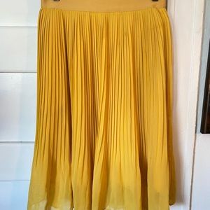 Yellow Pleated Flared Skirt